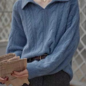 blue v-neck sweater